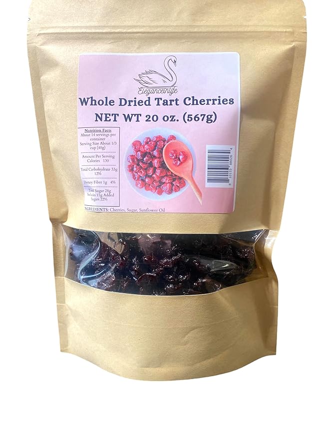 Eleganceinlife Whole Dried Tart Cherries NET WT 20 oz. (567g)