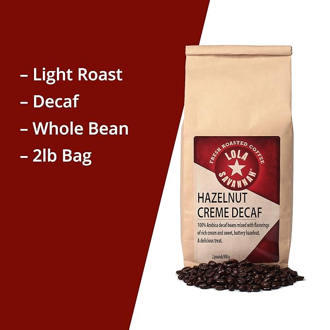 Lola Savannah Hazelnut Crème Whole Bean Decaf Coffee 2lb