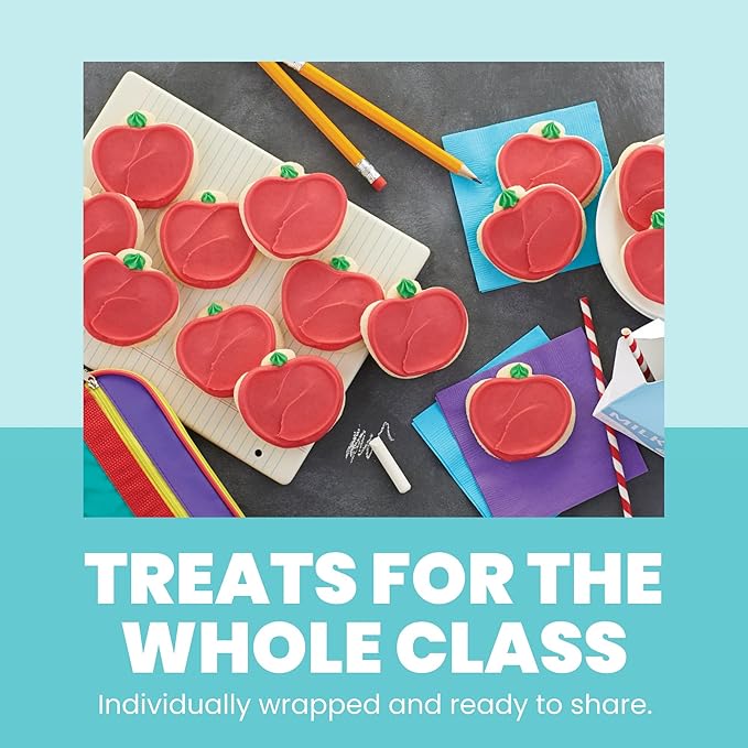Cheryl's Cookies® Apple Shaped Cookies with 12 Buttercream Frosted Sugar Cookies Individually Wrapped Gift for Teachers Grads Family Friends Loved Ones