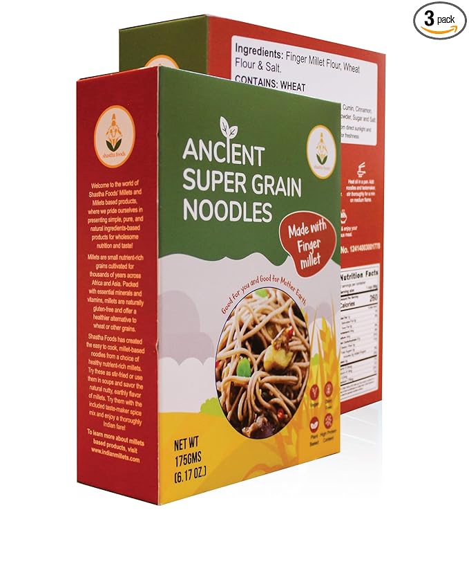 Shastha Finger Millet (Ragi) Noodles (Pack of 2) Each 175gms (B-P)