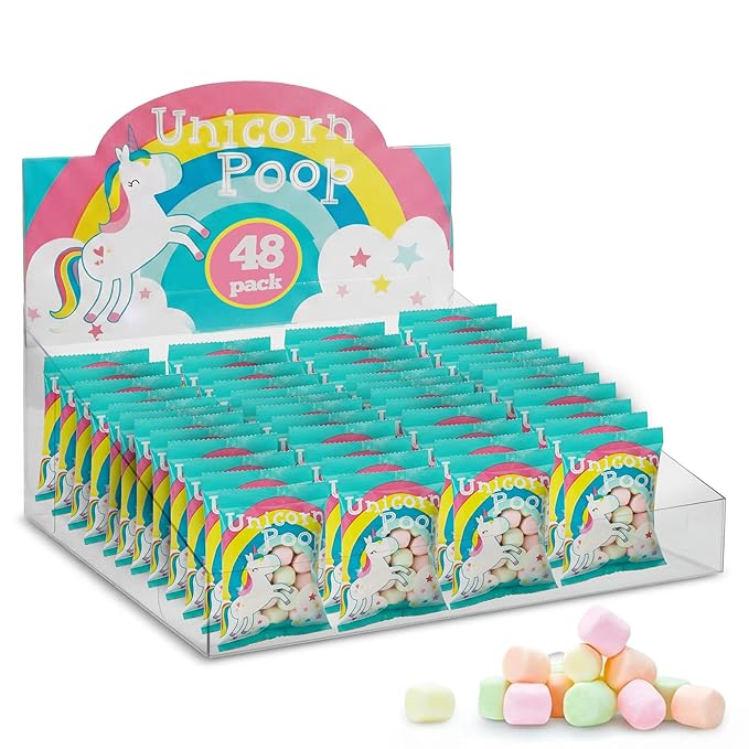 Unicorn Poop Candy - MADE IN THE USA - 48 Unicorn Party Supplies - Unicorn Birthday Party Favors for Kids - Bulk Candy Packs for Classroom