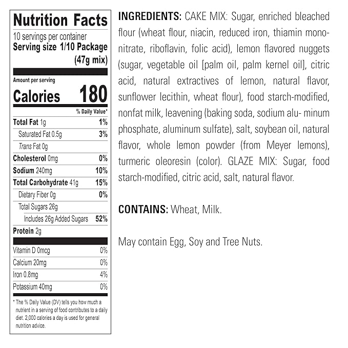 Krusteaz Meyer Lemon Pound Cake Mix with Lemon Glaze Mix 16.5-Ounce Box (Pack of 3)