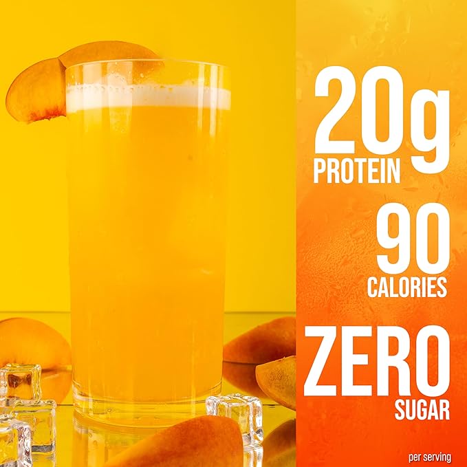 Rule 1 Proteins Clear Whey Isolate - 20g All-Whey Isolate Protein Mix Over 9g EAAs 90 Calories Zero Sugar Easy to Digest Light Crisp and Refreshing Taste (27 Servings Peach Mango)