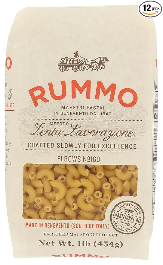 Rummo Elbows Pasta N.160 - Elbow Macaroni Noodles Elbow Noodles Durum Wheat Italian Psta Dry Psta - 16 Ounce (Pack of 12)