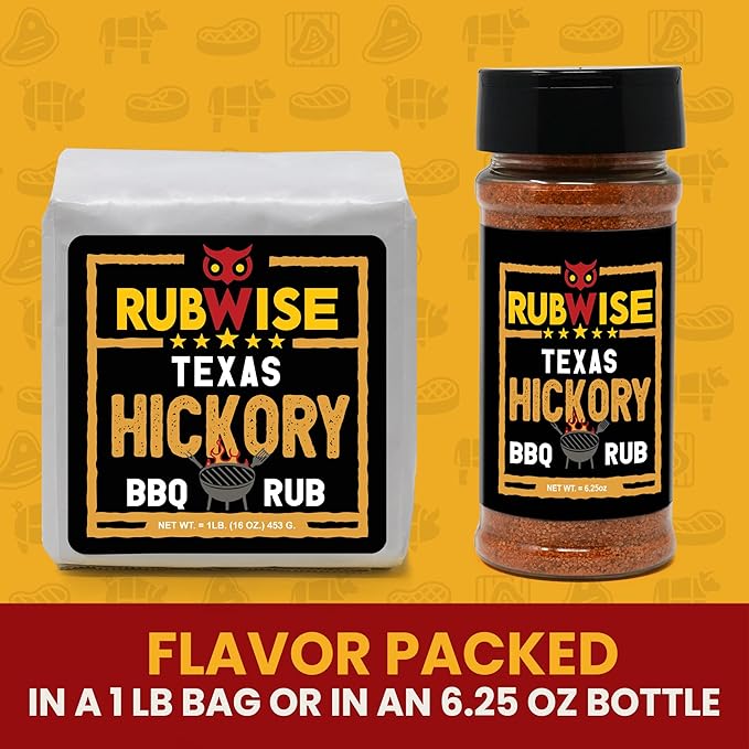 Texas Style Hickory Rub &amp Chicken Rub by Rubwise | BBQ Rub &amp Spices for Smoking &amp Grilling | Dry Rubs | Great on Brisket Burgers Chicken Duck Ribs Pork &amp Turkey Chops Tenderloin