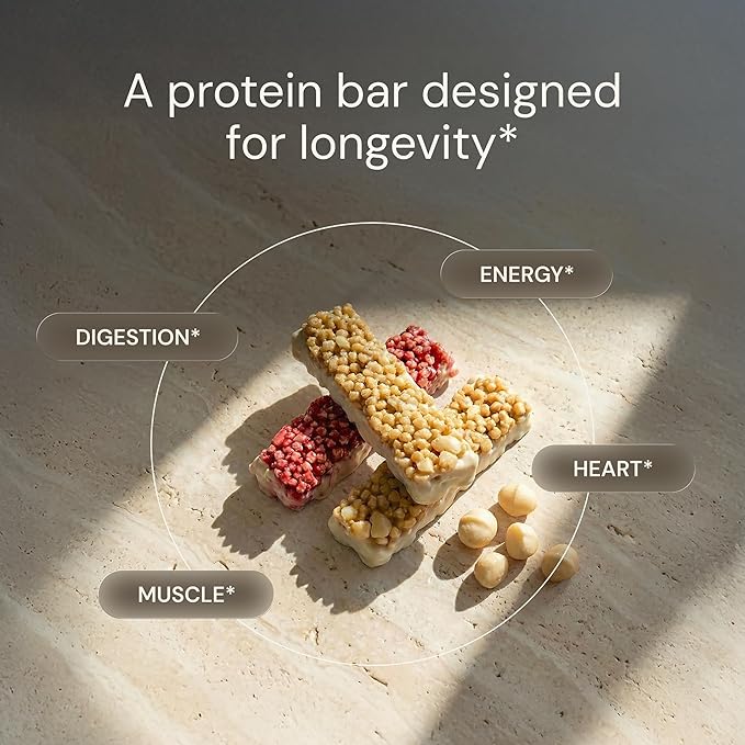 Blueprint Bryan Johnson Macadamia Nut Protein Bar - 9G Plant Protein - Healthy Fats - Supports Muscle Growth - Low Carb &amp Sugar - Natural Ingredients - Vegan Keto Snack (Raspberry - 12 Pack)