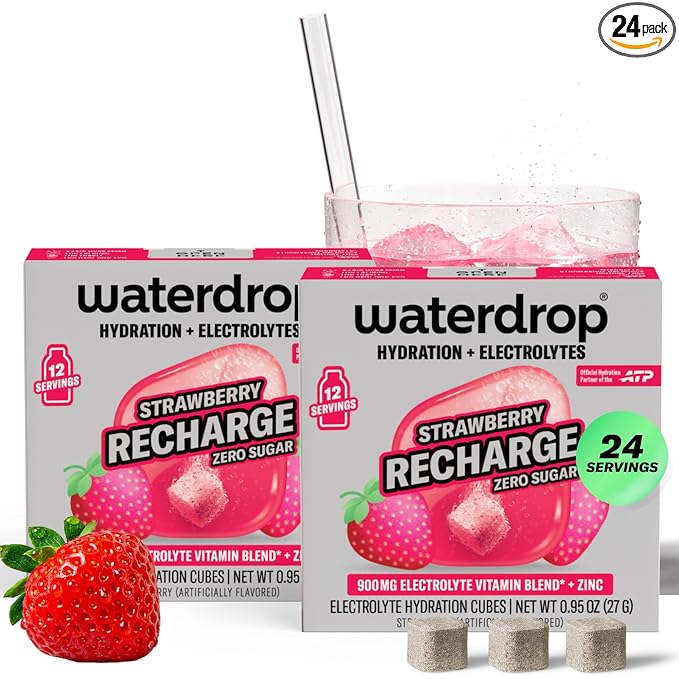 waterdrop Microlyte Strawberry 2 Pack – Sugar-Free Electrolytes for Fitness &amp Hydration – 24 Drops with Magnesium Calcium Sodium + Zinc – Electrolyte Water Flavoring in Strawberry