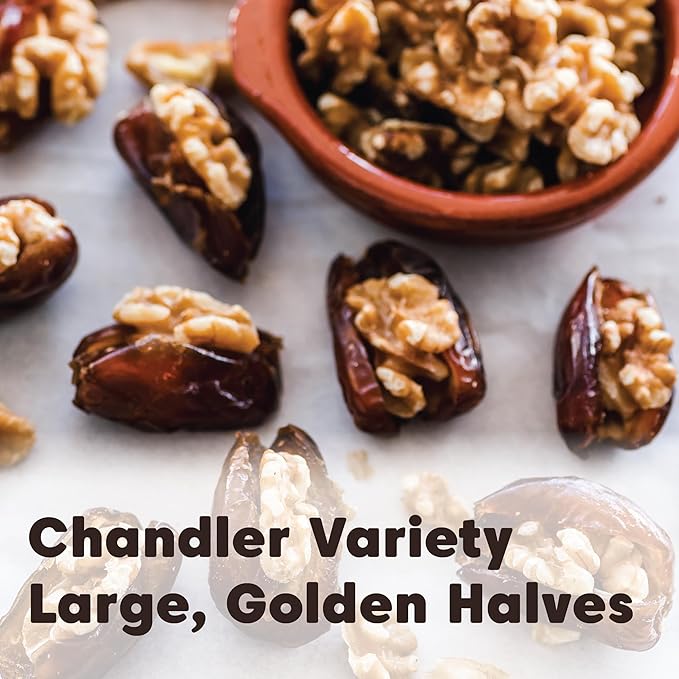 Wilderness Poets California Walnuts - Organic Raw Chandler Heirloom Variety - Golden Blonde Halves Bulk Size (64 Ounce - 4 Pound)