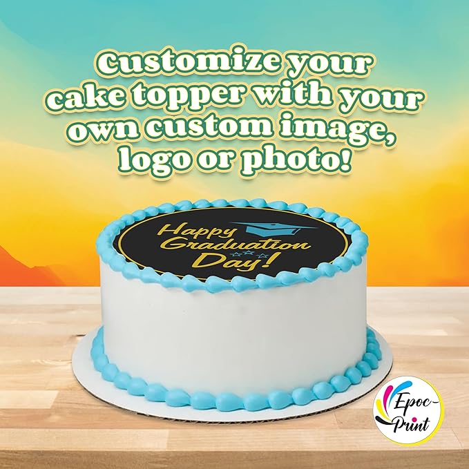 Custom Edible Prints on Cake: Create Your Special Event with Custom Edible Image Toppers - Upload Photos for Unique Stylish Designs on Rectangular Round Cakes Designs - 7.5 Round Cake Topper