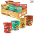 Hethstia High Protein (26g) Ramen Cup Noodles 6 Count Plant-Based Vegan Noodle Variety Pack - Chicken Spicy Beef Kimchi Curry | Non-Fried Low Sugar Low Fat | Ready to Eat Healthy Asian Meal