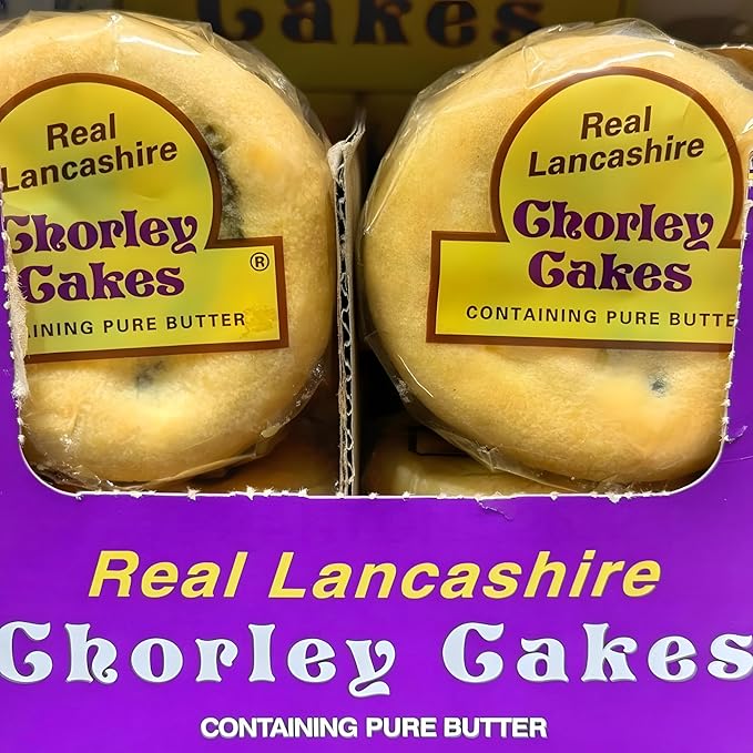 Real Lancashire Chorley Cakes | Infused with Pure Butter &amp Currants in Shortcrust Pastry | Delicious British Fly Pie | Tasty Addition to Tea Time or Snack Break | 9.17 Oz | 4 Cakes (Pack of 4)