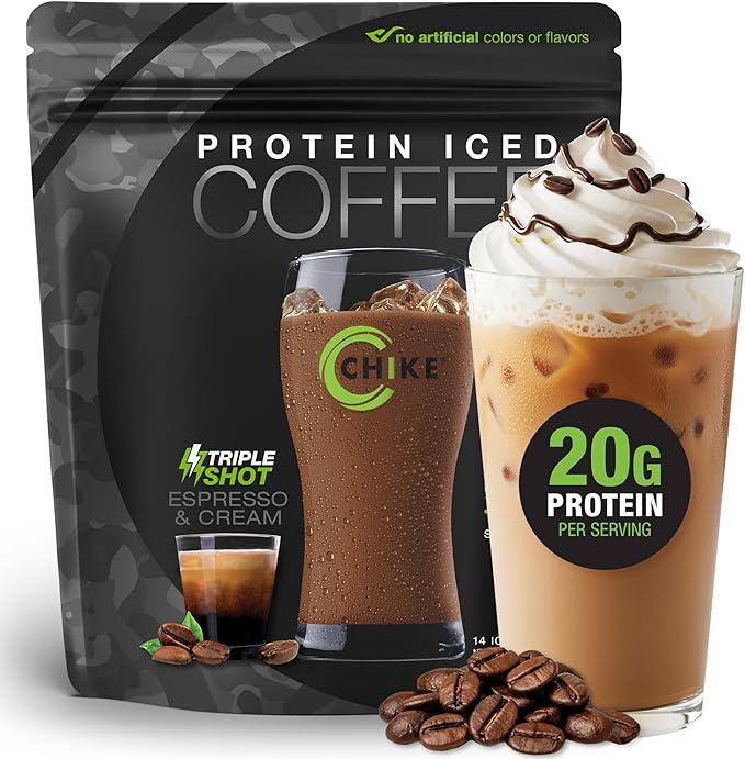 CHIKE Triple Shot Espresso &amp Cream Protein Iced Coffee 20 G Protein 3 Shots Espresso 1 G Sugar Keto Friendly and Gluten Free 14 Servings (15.8 Ounce)…