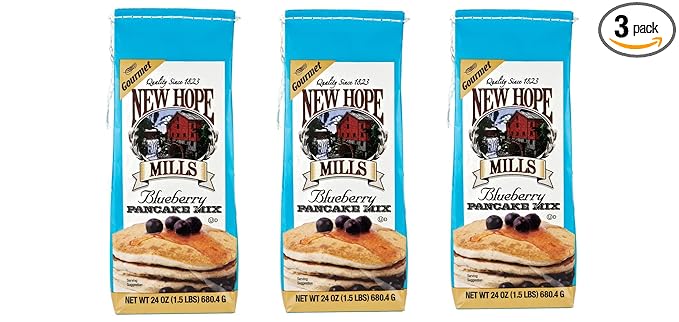 New Hope Mills Blueberry Pancake Mix- 24 oz. Bag (Three Bags)