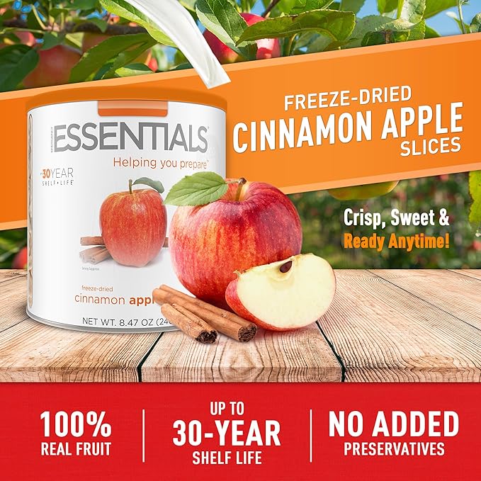 Emergency Essentials Freeze-Dried Cinnamon Apple Slices #10 Can Fruit Apples Freeze-Dried Snacks Nutritious Emergency Bulk Food Long 25-Year Shelf Life