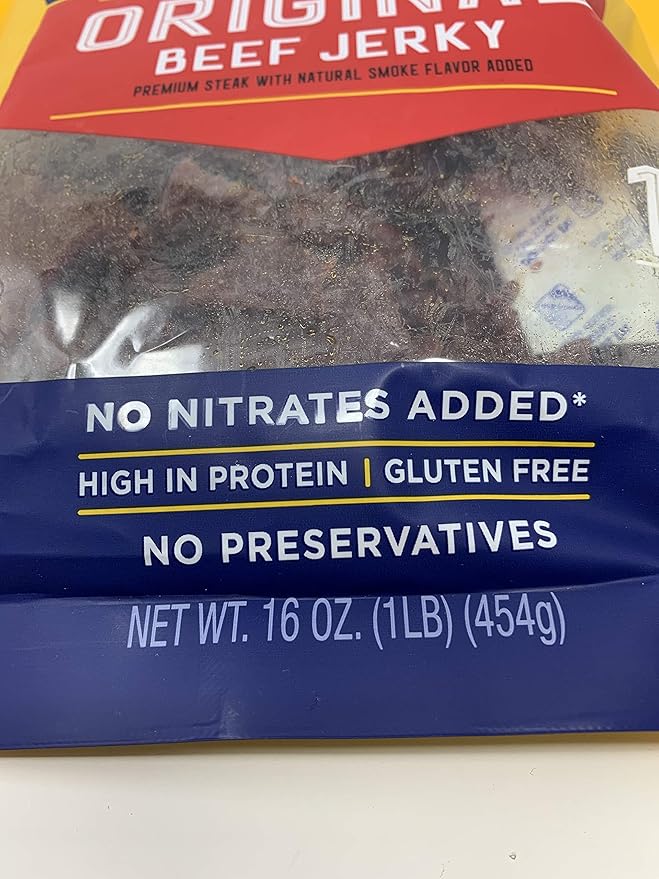 Pacific Gold Original Beef Jerky Gluten Free Real Wood Smoked Beef Jerky - 16 oz Per Bag - No Nitrates No Preservatives and High In Protein - Choose 2 Pack or 3 Pack (3 Pack)