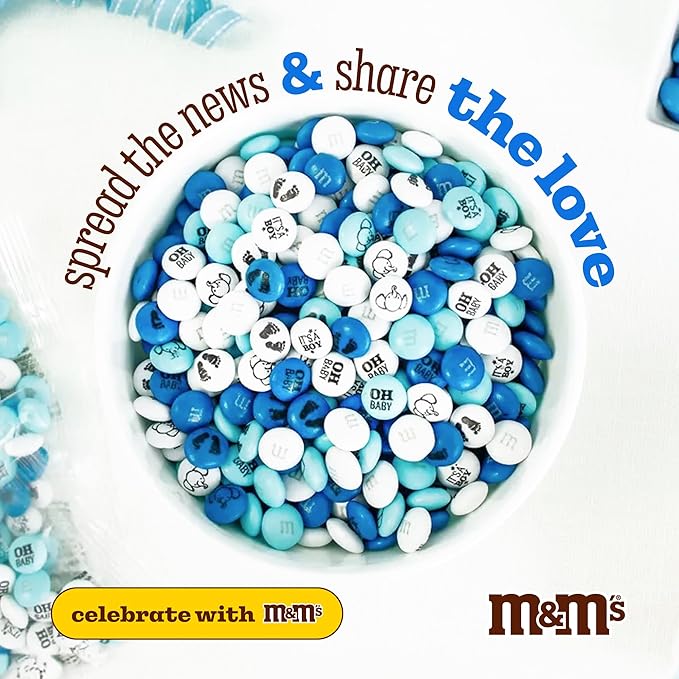 M&ampM'S World It's A Boy Milk Chocolate Candy 2lb Bag with White and Blue M&ampM'S for Baby Boy Showers Gender Reveal Parties and Baby Celebration Favors