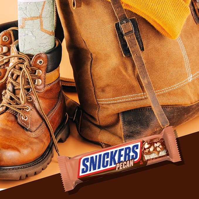 SNICKERS Pecan Milk Chocolate Candy Bar - Full Size Bars Bulk Box Individually Wrapped 24-Pack 33.8 oz