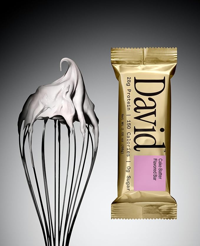 David Protein Bar Cake Batter 24 Protein Bars | 28g of Protein | 150 Calories | 0g of Sugar - High Protein Low Carb Gluten Free Protein Bar Pack of 24