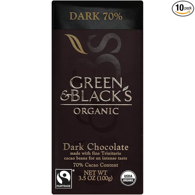 Green &amp Black's Organic Dark Chocolate 70% Cacao OLD 10 Count
