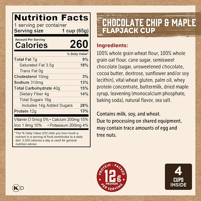 Kodiak Cakes Protein Pancake On The Go Flapjack Cups Mix Buttermilk Chocolate Chip &amp S’mores Variety Pack