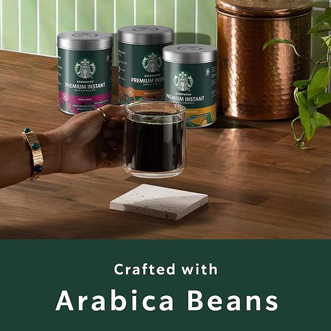 Starbucks Premium Instant Coffee Medium Roast Coffee Arabica Beans Three 3.17 oz Tins