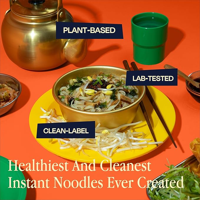 RAWMYUN Gluten Free Healthy Korean Ramen Vegan Superfood Clean Ingredients Plant-Based Cup Noodles made with Organic Rice Noodles Instant Soup | No MSG Non-GMO Real Ingredients (6 Gangnam Spicy)