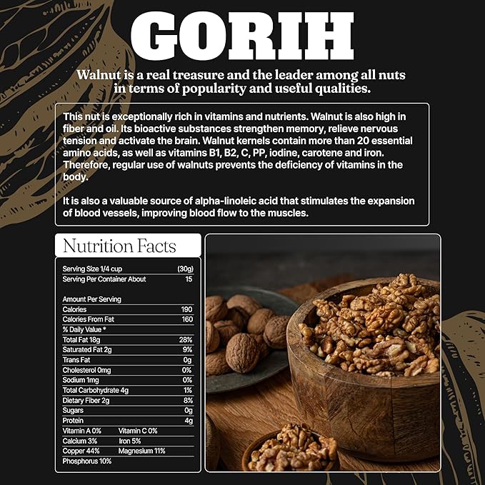 GORIH Walnuts Halves and Pieces 70 Oz - Natural Raw Unsalted Vegan Shelled - Unroasted Walnuts Perfect for Baking Cooking and Snack Topping