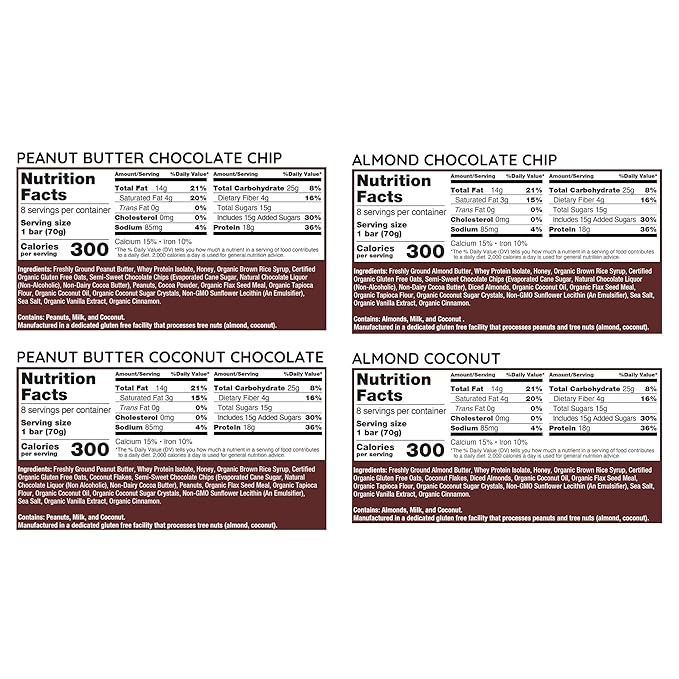 G2G Bar 4 Pack Peanut Butter Choc Chip Peanut Butter Coconut Almond Coconut Almond Chocolate Chip 32 Count (4 Packs of 8 Count)