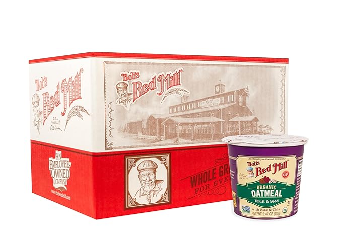 Bob's Red Mill Organic Oat Cup Fruit &amp Seed 1 cup (Pack of 12)- Non GMO Whole Grain Kosher