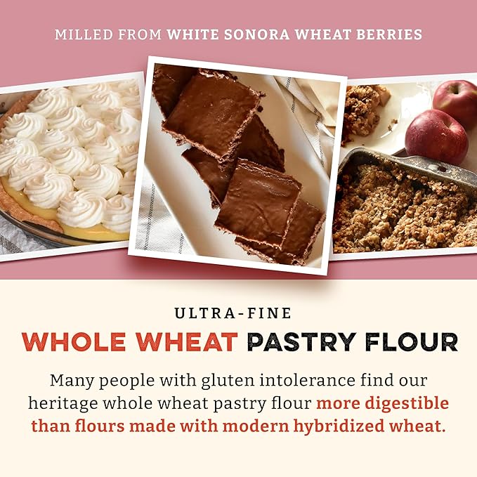 Sunrise Flour Mill Heritage Organic Pancake Mix &amp Whole Wheat Pastry Flour (80 Ounce (Pack of 2)) - Non-GMO Kosher Grown Without Glyphosate Unbleached High Protein Superior Baking