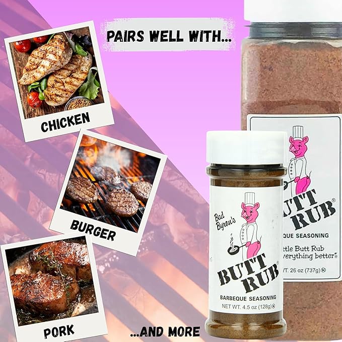 Bad Byron’s Butt Rub Barbeque Seasoning Shaker Bundle | Award-Winning All-Purpose Dry Rub for Pork Chicken Beef &amp More 26 oz &amp 4.5 oz
