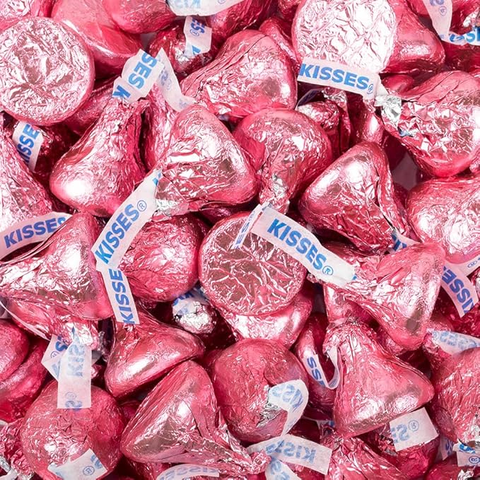 Pink Candy Milk Chocolate Kisses 270 ct Plus Exclusive Bonus Free Kiss Stickers