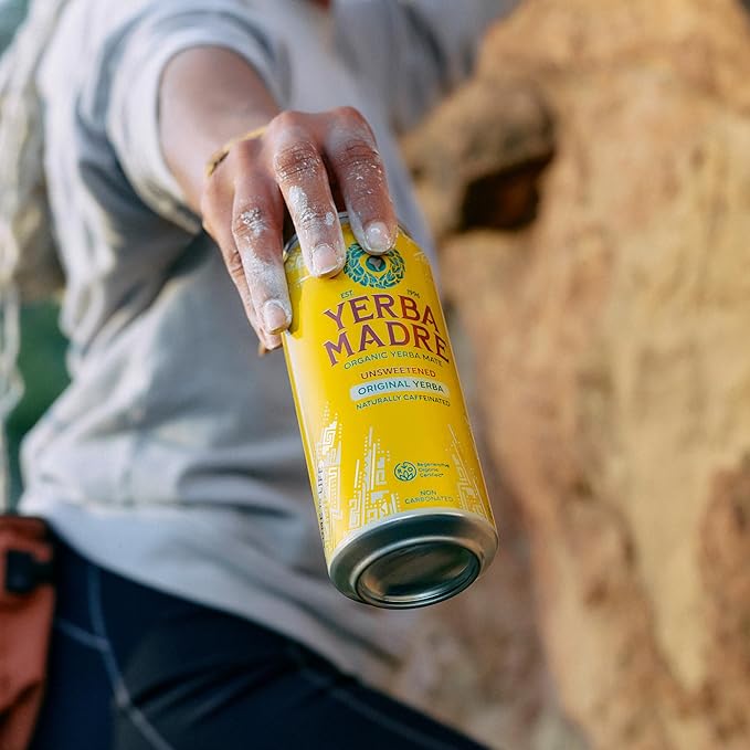 Yerba Madre Organic Yerba Mate Energy Drink Alternative Unsweetened Original Yerba 150mg Plant Based Caffeine Smooth Energy &amp Focus No Jitters or Crash 15.5oz Cans (Pack of 12)
