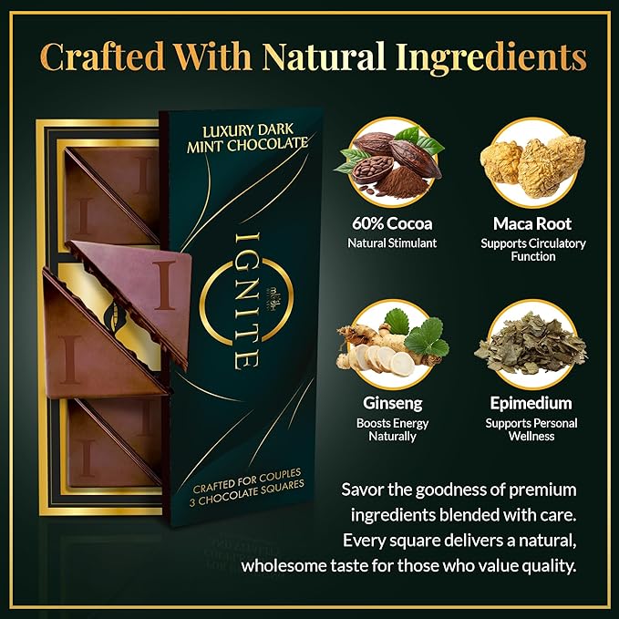 Ignite Mint Chocolate Bars – Premium Mint-Infused 80% Dark Chocolate for a Bold Refreshing Flavor Gluten-Free and Made with Selected Ingredients for Pure Indulgence Ideal for Sharing Pack of 1