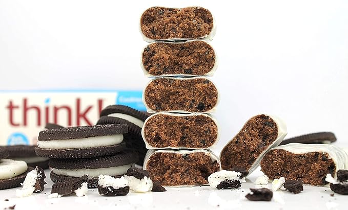 think! Protein Bars High Protein Snacks Gluten Free Sugar Free Energy Bar with Whey Protein Isolate Cookies and Crème Nutrition Bars without Artificial Sweeteners 2.1 Oz (10 Count) (Pack of 5)