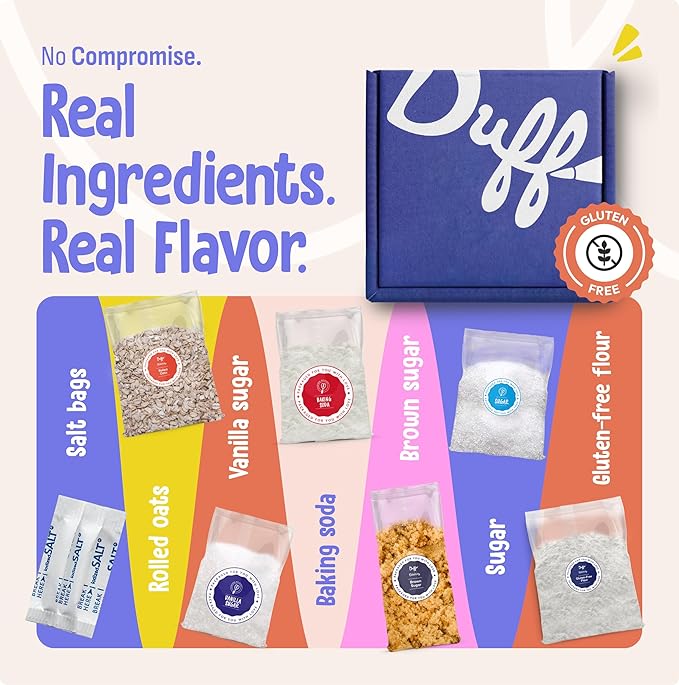 Baketivity x Duff Goldman Gluten Free Blueberry Streusel Muffins Baking Kit with Pre-Measured Ingredients for Kids Family Activity Set