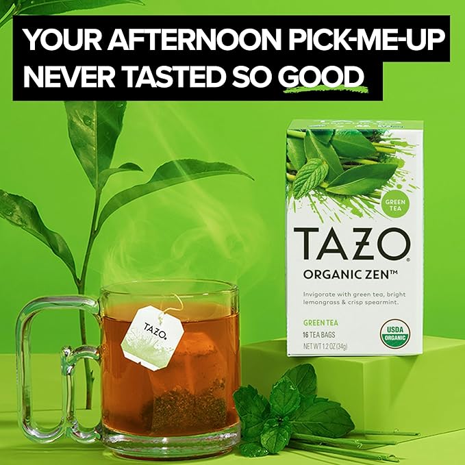 TAZO Tea Bags Green Tea Organic Zen Green Ginger &amp Peachy Green (1ea) (Variety Pack)
