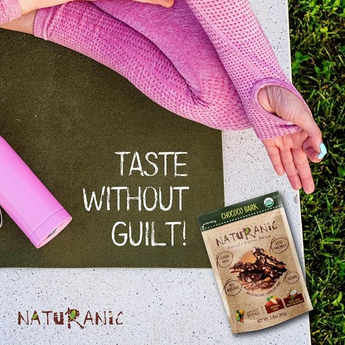 Naturanic Brazilian Dark Chocolate Bark Coconut Chunks Sugar Free Keto Friendly Vegan All Natural Organic Non GMO Gluten Free - Pack of 4