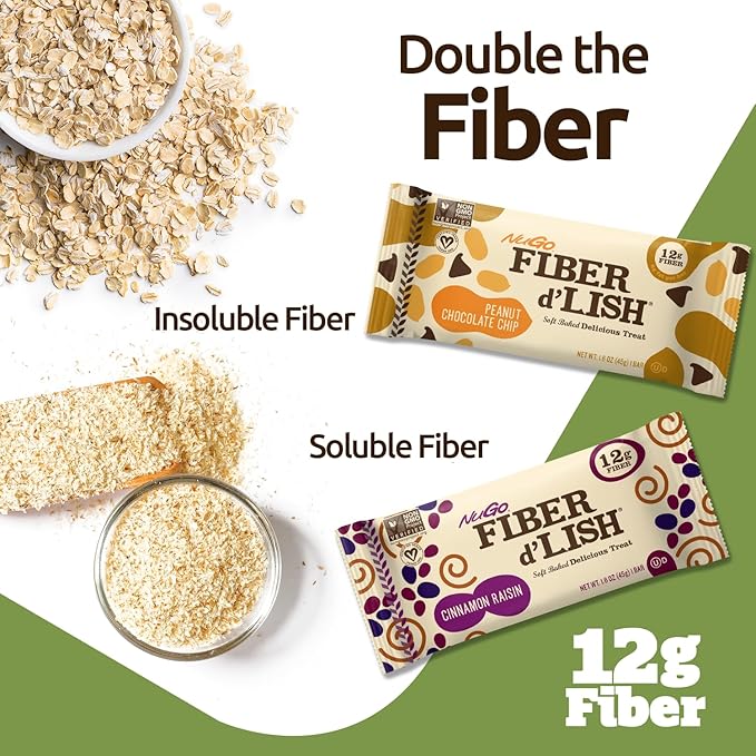 NuGo Fiber d'Lish Blondie 16 Count and Blueberry Cobbler 16 Count Bars 12g Fiber 150-160 Calories