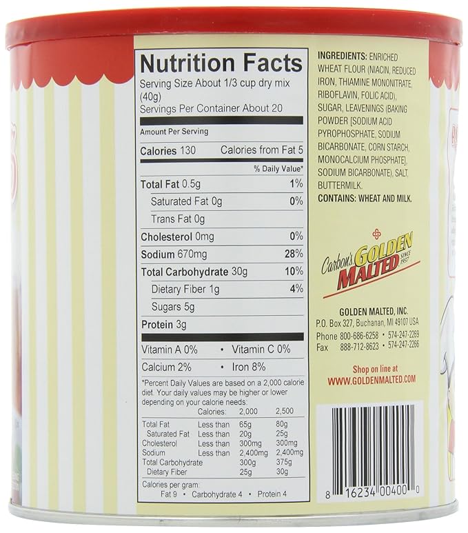 Golden Malted Robby's Buttermilk Pancake Mix 33-Ounce Cans (Pack of 3)