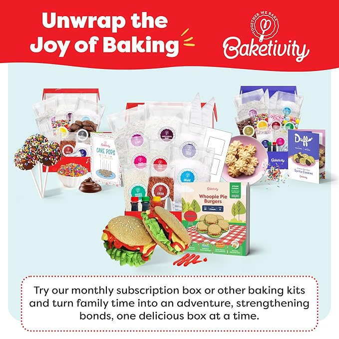 Baketivity Whoopie Pie Burgers Baking Kit for Kids Set - Real Cooking Set for Girls &amp Boys Ages 5-12 - Baking Kit with Premeasured Ingredients STEM Kit for Kids with Instructions