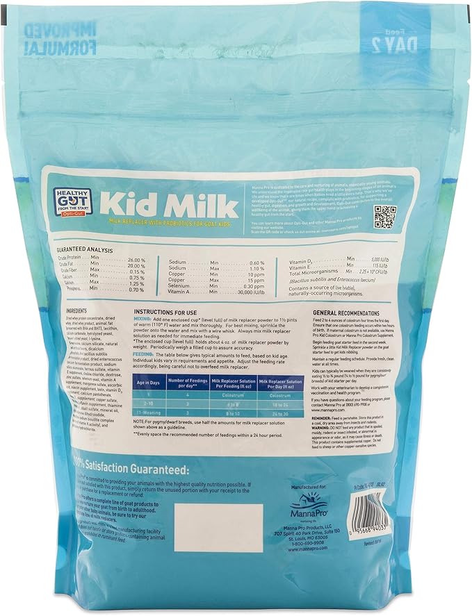 Manna Pro Goat Kid Milk Replacer High in Protein to Support Growth Powered by Opti-Gut to Support Gut Health &amp Digestion Easy-to-Mix Formula 4 lbs
