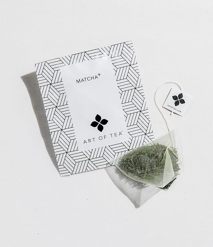 Art of Tea | Organic Matcha+ | Matcha Green Tea | 12 Count Pyramid Tea Bags Sachets