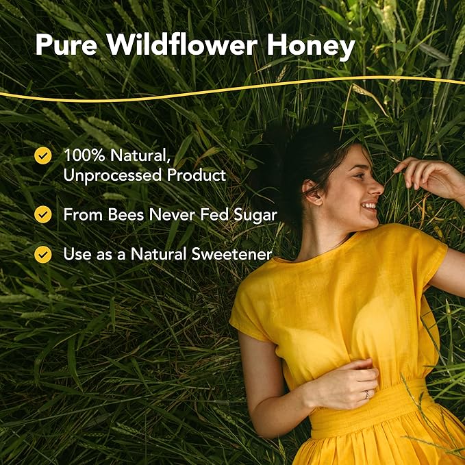 NORTH AMERICAN HERB &amp SPICE Mediterranean Wildflower Honey - 9.40 oz - Raw Honey - Tonic Digestive Aid - Wild Unprocessed Natural Sweetener- Non-GMO - 18 Servings