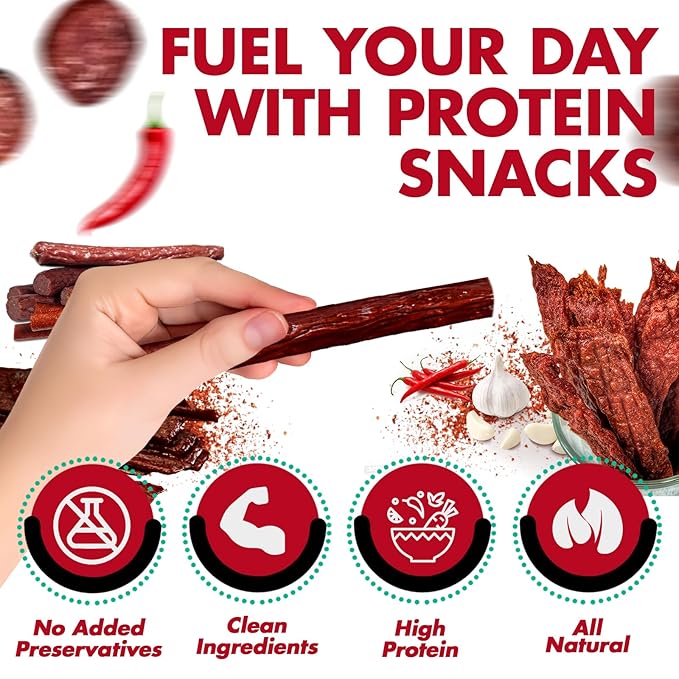 Jerky-n-Spice Premium Spicy Meat Sticks Gift Box (10 Count) | Beef Sticks Variety Pack | Beef Jerky Basket for Men | Assorted High Protein Meat Snacks | Ideal for Birthday Road Trip &amp Camping