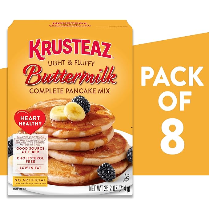 Krusteaz Heart Healthy Buttermilk Pancake and Waffle Mix Light &amp Fluffy 25.2 oz Boxes (Pack of 8)