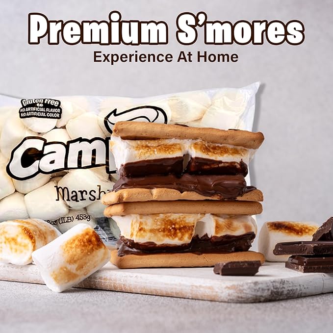 3 Pounds of Campfire Large White Marshmallows - Made with Natural Vanilla No Artificial Flavors - Great for Campfires S'mores