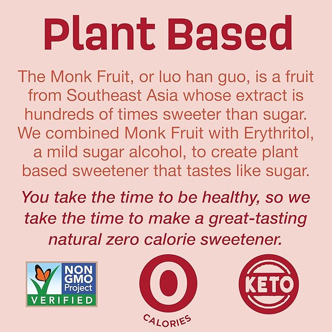 Splenda Monk Fruit Zero Calorie Plant Based Granulated Sweetener 1 Pound Resealable Bag