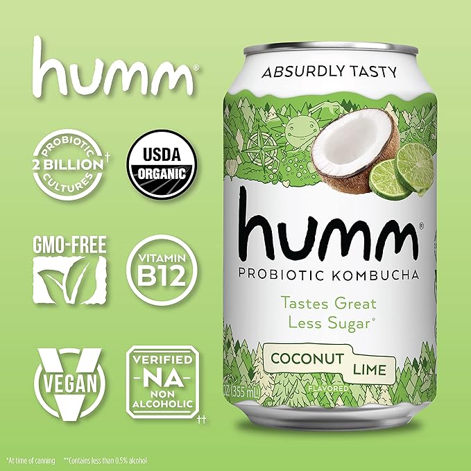 Humm Kombucha Coconut Lime Organic Vegan &amp GMO Free (24 Pack)