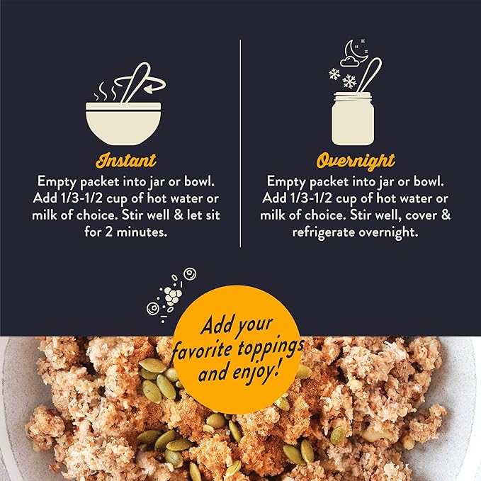 Wella Cereal Oatmeal Alternative Gluten-Free Breakfast Hot Cereal Grain-Free Paleo Organic Vegan High Protein Superfood Plant-Based Non-GMO Low in Net Carbs Single-Serve Packets Pumpkin Spice Fl
